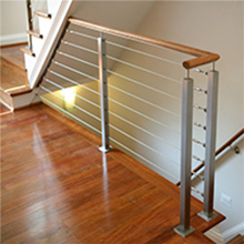 Exterior balcony stainless steel cable wire railing products with wood top handrail