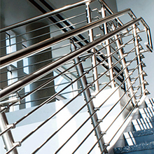 Stairs spiral stairs with glass or wooden tread and steel rod railing