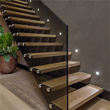 Straight Mild Steel Glass Modern Floating Staircase/Prefab Steel Glass Stair indoor 