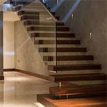 Interior invisible stringer floating stairs with oak beech wood tread 