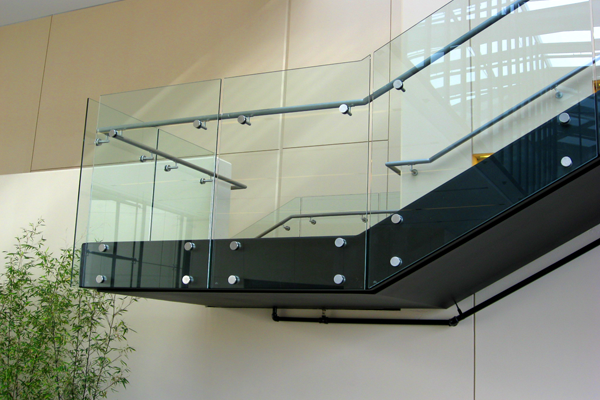S-Safety side mounted standoff metal frameless glass railing