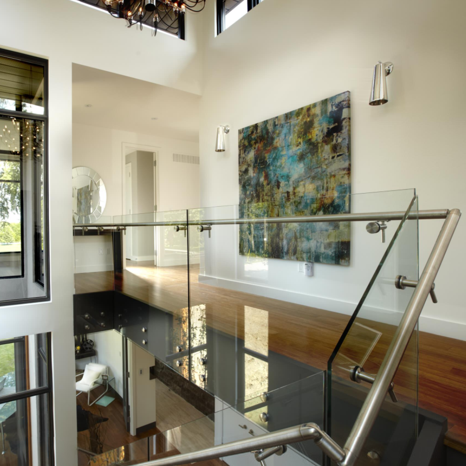 S-Glass railing with tempered glass and glass standoff
