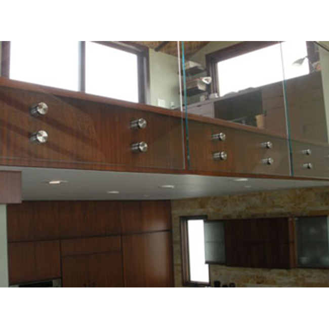 S-Frosted Tempered Safety Glass railing with Steel Standoff