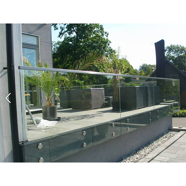 S-Construction stainless steel standoff glass railing for small deck