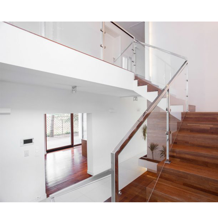 S-Modern wrought iron stair railing/hot sale glass stair baluster/stainless steel wood handrail