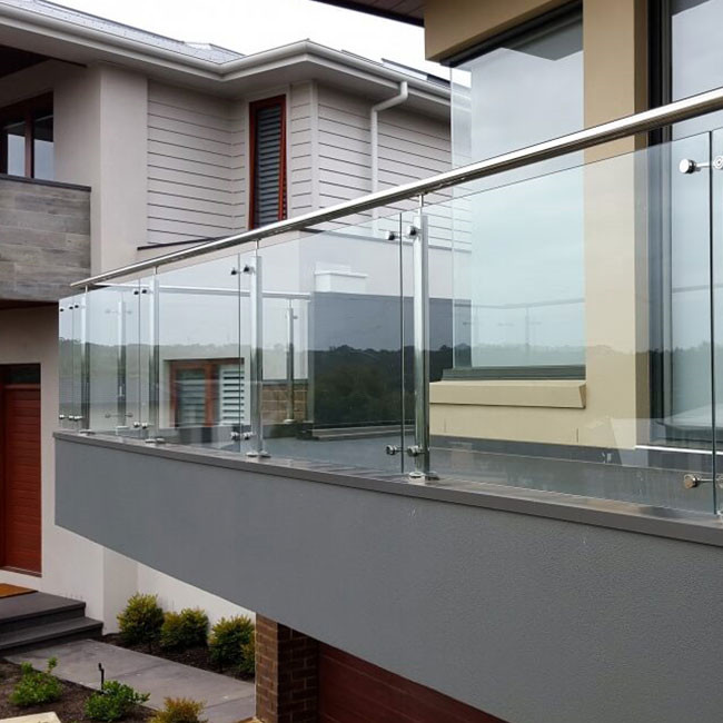 S-High polished veranda S.S304 Tempered glass railing baluster