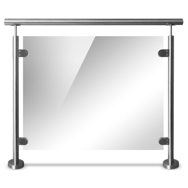 S-Square Post Glass Railing with Stainless Steel Hardware