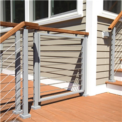 Modern Stair Railing Design For Steps Matte Black post Cable Railing-A