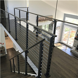 China factory cable railing design wood and stainless steel balcony handrail-A