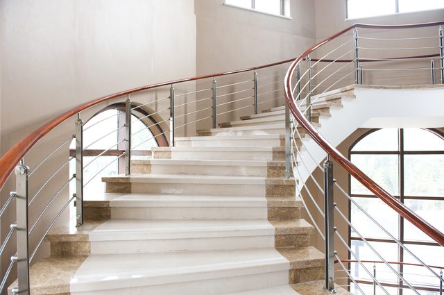 J-frameless glass balustrade curved stairs