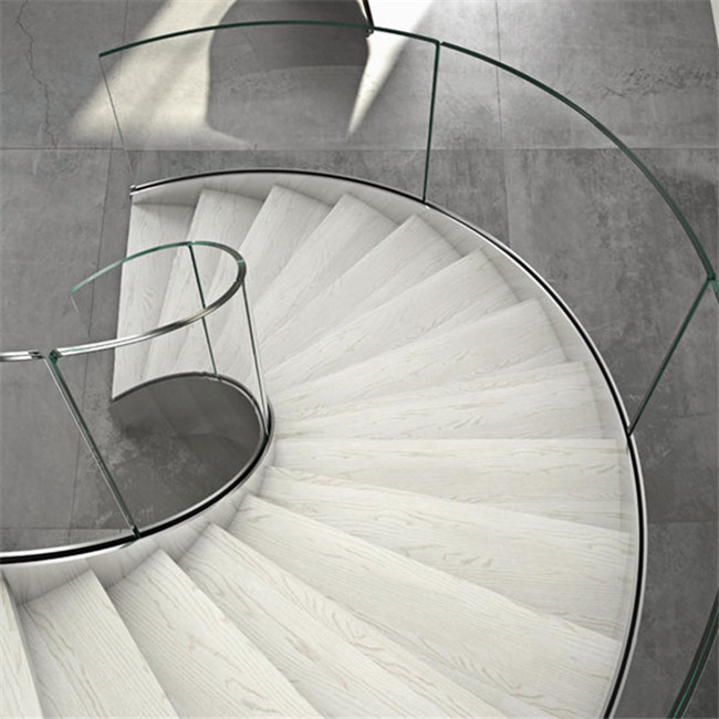 J-Customized design curved single steel stringer glass stair
