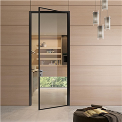 Aluminum door and doors black color finish double safety glass aluminum casement door for home design-A