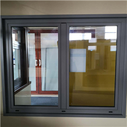 Wood grain Color Aluminum Window Frames And Double Glass Design-A