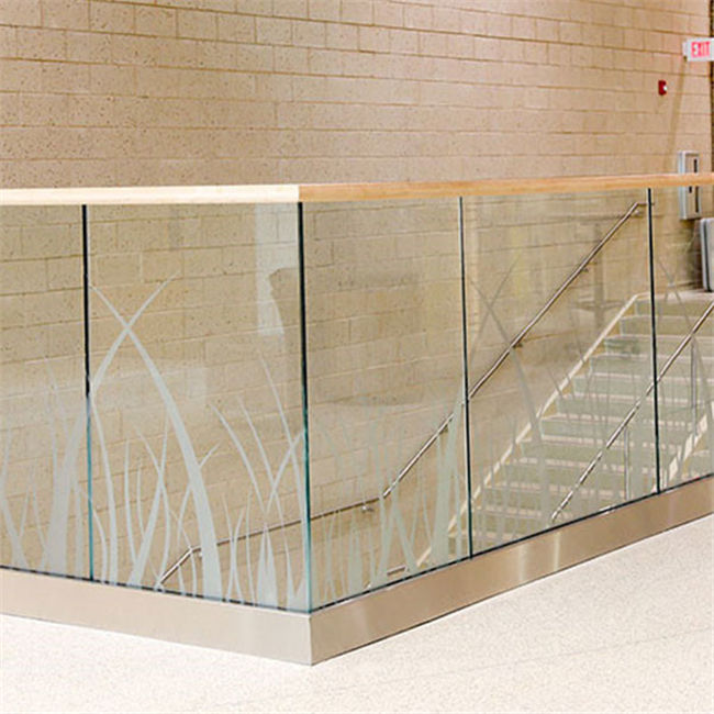 J-Modern style balustrade soaking tempered glass stair glass railing
